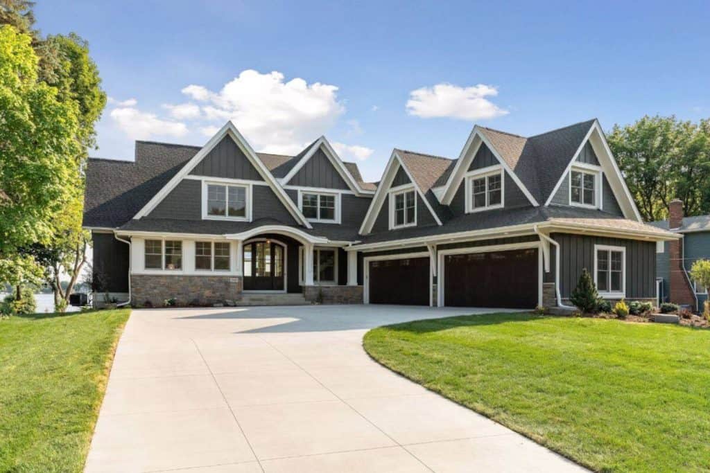 Large modern suburban home with three-car garage