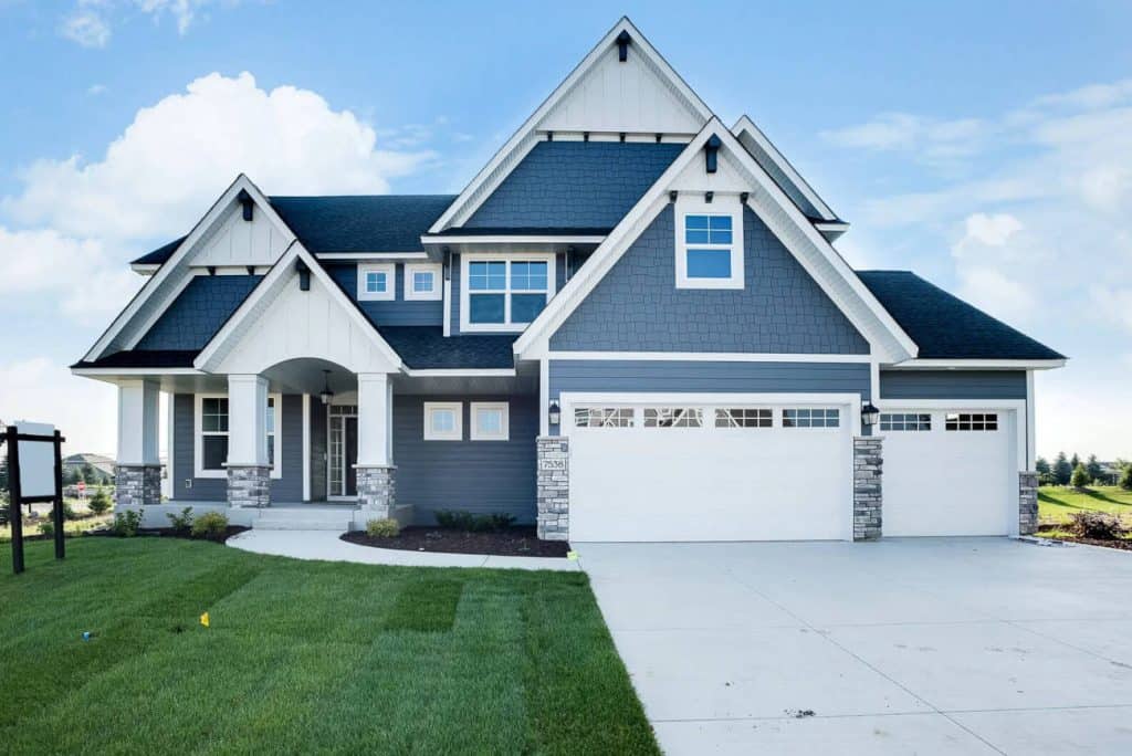 Modern suburban home with porch and double garage